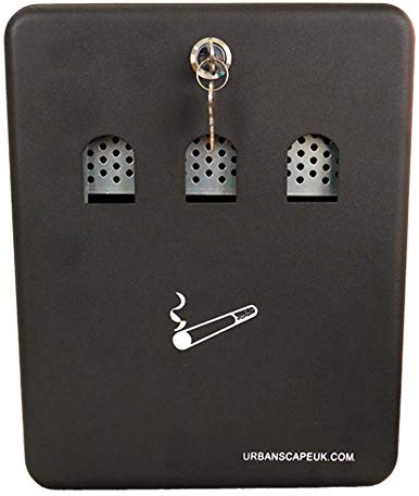 Wall Mounted Cigarette Bin Ashtray Ash Outdoor Outside Smoking Bin Bucket Garden Pub Club Cig Disposal Lockable Metal Storage with Key Lock Steel 3 Litre