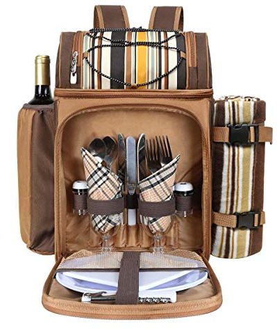 Hap Tim Sac à Dos de Pique-Nique pour 2 Personnes avec Grand Compartiment Isotherme, Couverture en Polaire, Couverts, Parfait pour la Plage, Les barbecues, Cadeaux pour Les Amateurs