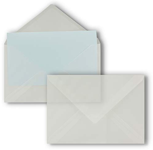 50x Briefumschläge in Transparent - DIN C5 Kuverts 22,9 x 16,2 cm - Nassklebung ohne Fenster - Weihnachten, Grußkarten - Serie FarbenFroh