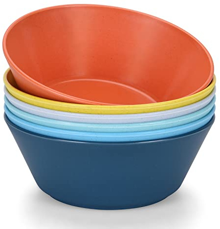 Unbreakable Large Cereal Bowls Set of 6, 32 Ounce BPA-Free Microwave & Dishwasher Safe Salad Bowls, Stackable Multicolor Kitchen Bowls for Serving, Soup, Oatmeal, Pasta, Camping & Daily Use