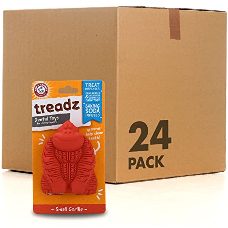 Arm & Hammer for Pets Super Treadz Mini Gorilla Dental Chew Toy for Dogs Dog Dental Chew Toys Reduce Plaque & Tartar Buildup Without Brushing for Dogs up to 25 Lbs (Pack of 24)