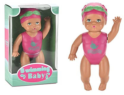 ikasus Schwimmpuppe, Baby Badepuppe, Puppe Mit Schwimm Funktion, Funktionspuppe, Interaktive Puppe, Wasserdichtes Badewannenspielzeug, Kinderspielzeug für Junge Mädchen ab 3 Jahren