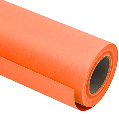 RUSPEPA Rollo De Papel Kraft - 44,5 Cm X 10 M - Papel Reciclable Perfecto Para Envolver, Manualidades, Empacar, Revestir Pisos, Estiba, Paquetería, Camino De Mesa, Naranja