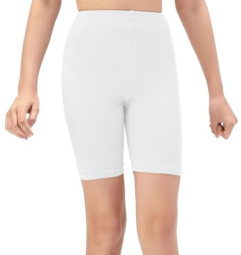 NetSetUK Girls Kids Cycling Shorts Plain Strechy Sports Dance School P.E Gym Summer Girls' Shorts Pants for Activewear White