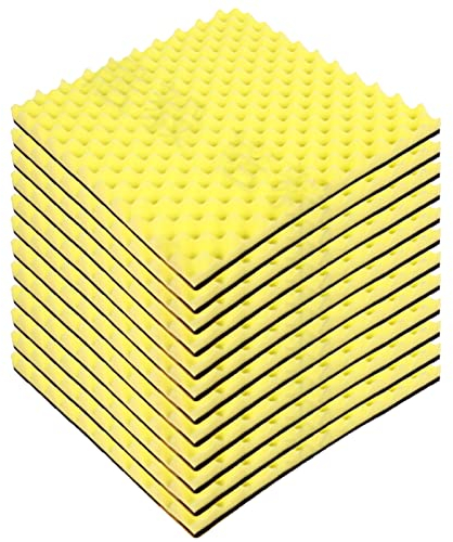 ＨＡＯＡＮＧＺＨＥ 12 Stück Schallabsorber, 50x50cm Akustikschaumstoff Noppenschaumstoff Akustik Schaumstoff, Schallschutzmatte Akkustikdämmstoff Geräuschdämmung Akustikpaneele für Aufnahmestudio Büro Haus