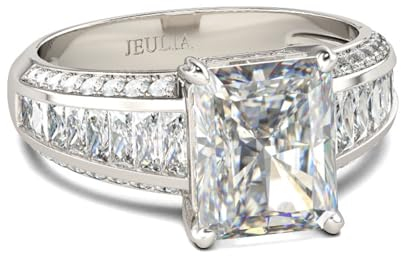 Jeulia Damen-Eheringe, Verlobungsring, funkelnder Schnitt, Sterlingsilber, weißer Zirkonia, Diamant, Brautantrag, Verlobungsring, Jahrestag, Unendlichkeitsschmuck, mit Geschenkbox (Silber, 59(19))