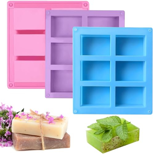 Silikonformen Gießformen, 3 Stück Silikonform, Seifenformen Silikon, Seifenform, Silikonform Seife, Seifenformen, Seife Selber Machen, Seifenform für DIY Schokolade Seife Kuchen Hausgemachte Handwerk