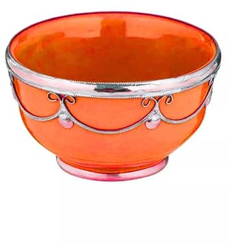 Marrakesch Orient & Mediterran Interior Orientalische Keramikschale Keramikteller Rund Miranda Orange Ø 11cm Groß | marokkanische Keramik Schale Teller aus Marokko