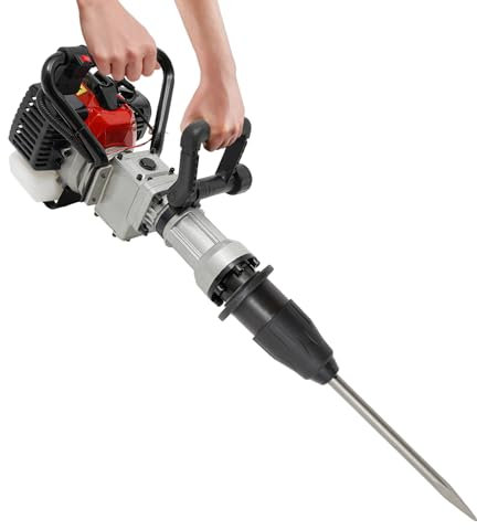 32.7cc Gas-Powered Post Driver, Cordless Pile Driver, Gasoline Piling 2-Stroke Engine, Single Cylinder Garden Farm Fencing Tool Machine, with Two Sleeves, Hand Pull Start, Air Cooling