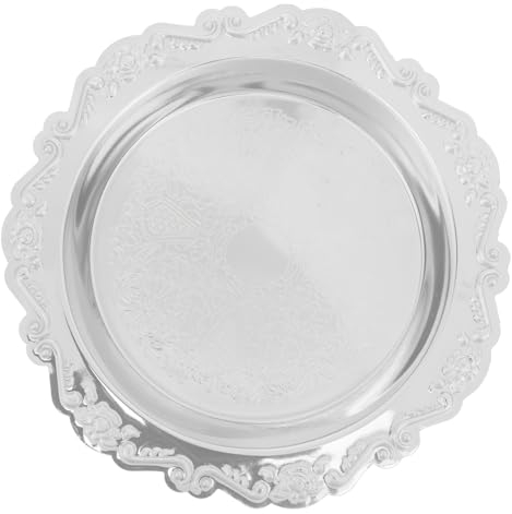 Assiette à gâteau-2 pièces Assiettes à déjeuner Assiette à gâteau Bonbons Snack Plateau de service Plateau à bijoux Organisateur Plateau en métal Plaque d'affichage à bijoux Plateau vintage Plateau ci