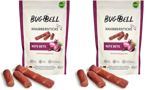 BugBell Softer Hundeleckerli mit Roter Bete 60g, Hundesnack, Dog Treats, Hypoallergen, Vegan, Ohne Zucker, mit Hochwertigen Rohstoffen (Packung mit 2)