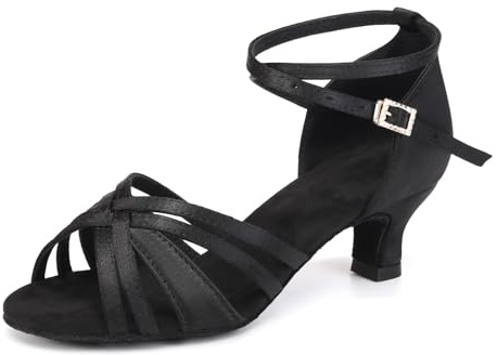 YCALCP Women Latin Dance Shoes Open Toe Performance Professional Salsa Bachata Ballroom Dance Shoes,WZSP811-Black-5,US 7.5