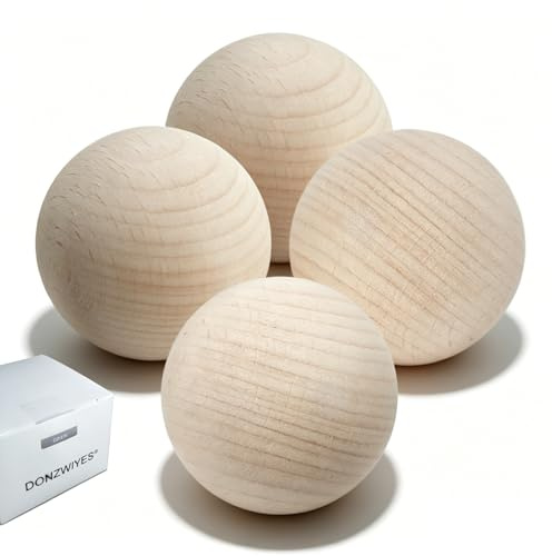 DONZWIYES Swedish Stickhandling Balls - Hardwood No-Bounce Floorball Training Equipment for Street Hockey Training Balls & Floor Dribbling Skills, Dekes & Ball Handling Drills 2 Inch Diameter 4-Pack