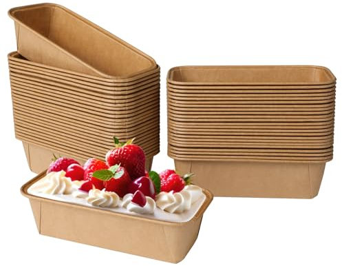 Jogoico Kastenform Kuchen 50 Stück Brot Papierbackform 15.5x5.4x5.3cm Einweg Kuchenformen Brot Papierbackform Rechteck Brotbackform Kasten Papier Muffinförmchen für Kuchen Brot Muffins Dessert- Braun