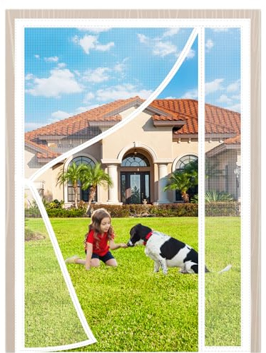 Zanzariera Magnetica per Porta Chiusura Automatica 120x235cm Tenda Anti Zanzare Insetti Facile da Installare per Porta Finestra Balcone Soggiorno Bianco