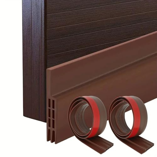 Burlete Puerta Entrada 100 cm (2 uds) – Burlete Adhesivo Bajo Puerta Térmico y Acústico | Aislante Contra Corrientes de Aire, Frío, Ruido, Polvo e Insectos | Marrón Interior Exterior