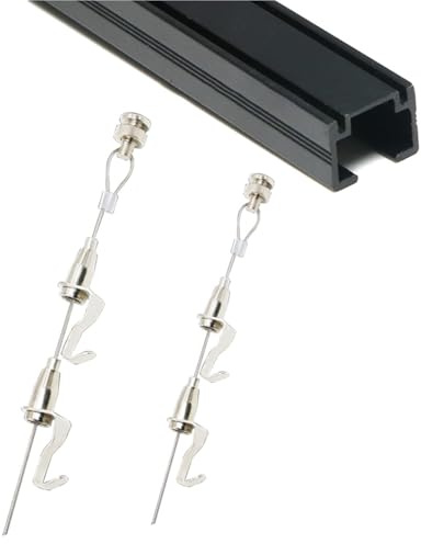 Binario regolabile per appendere quadri e sistema a filo, binario da parete per cornici e specchi rotondi (cavo bianco 140 cm), perfetto per l'arredamento della casa