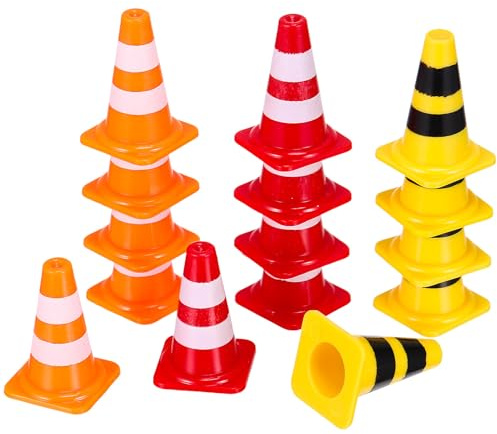 BESPORTBLE 15 Pcs Mini Traffic Cone for Plastic Road Sign Accessories in Red Yellow Orange Educational Scene Building for Cognitive Development and Creative Play