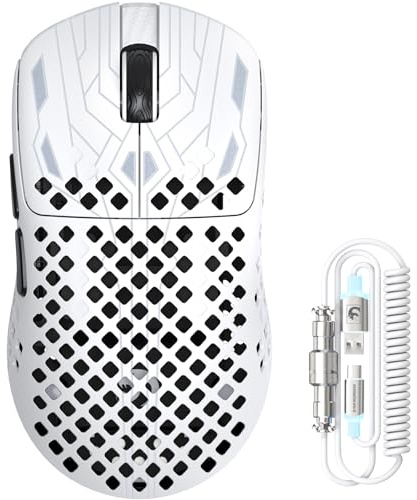 MAMBASNAKE M2 Ultra-Lightweight Wireless Gaming Mouse, PAW3395PRO Sensor 40000 DPI, 41g Carbon Fiber, Mouse Coiled Cable, Tri-Mode 2.4G/Bluetooth/Wired, 100M Clicks, Cloud Driver, Ergonomic Design