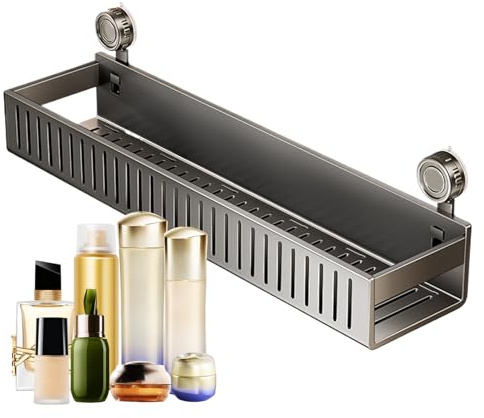Générique Étagères De Salle De Bain – Acier Carbone ABS 40x14,5cm | Serviteur De Douche | Étagère À Ventouses pour Les Produits De Toilette, Accessoires De Douche Et Rangement Quotidien