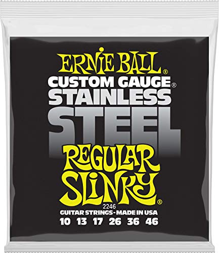 Ernie Ball Regular Slinky - Cuerdas para guitarra eléctrica, entorchado de acero inoxidable, calibre 10-46