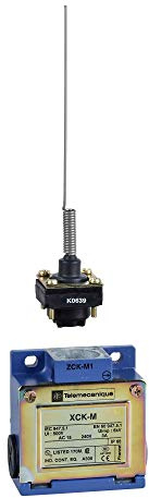 Schneider Electric XCKM106H29 ex OsiSwitch Métal Interrupteur de position format standard, tige souple à ressort, tête multidirectionnelle, 1NC+1NO, brusque, M20