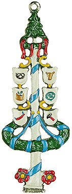 DECO DIRECT Zinnfigur Maibaum klein, Blau und Weiß, H: 8 cm, handbemalt