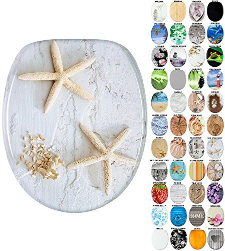 Sanilo Soft Close Toilet Seat, Wide Choice of New Toilet Seats, Stable Hinges, Easy to Mount (Sea Star Grey)