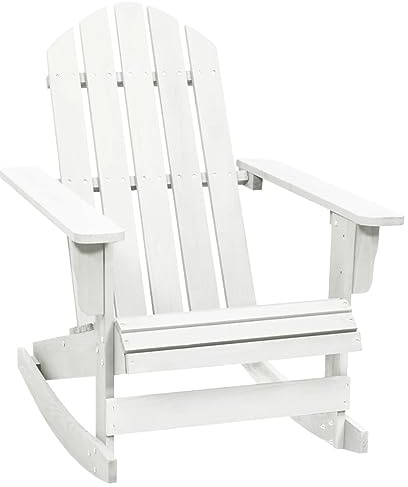 vidaXL Fauteuil à Bascule Chaise Détente Bois Blanc Jardin Salon Balcon Patio
