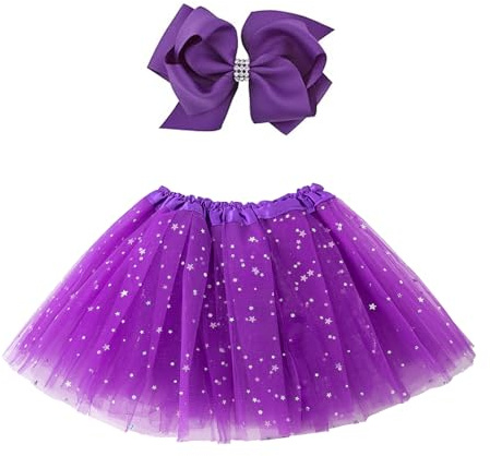 Jastore® Girls Layered Stars Sequins Tutu Skirt Princess Ballet Dance Dress (Purple)