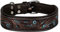 MICHUR Luis Hundehalsband Leder, Lederhalsband Hund, Halsband, Braun mit blauen Akzenten und schönem Stanzmuster, Leder, Halsumfang 33-38cm, Braun Blau