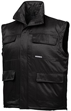 HighMax Weste Arbeitsweste Winterweste Funktion viele Taschen Beaver Fleece wattiert wasserabweisend atmungsaktiv Schwarz HM-2045A (XL)