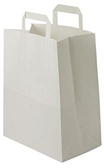 BIOZOYG 250x Papiertragetaschen 18 x 8 x 22 cm - weiße Papiertüten mit Henkel Einkaufstüten - Papiertaschen Geschenktüten Tragetaschen Kraftpapier