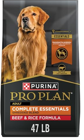 Purina Pro Plan Complete Essentials Shredded Blend Beef and Rice Dog Food Dry Formula with Probiotics for Dogs - 47 lb. Bag