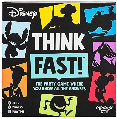 Ridley's Games: Think Fast! -Disney Edition | The Trivia Party Game Where You Know All The Answers | Test Your Disney Knowledge|Great for Parties|Ages 8+, 3+ Players, 30-Minute Playtime