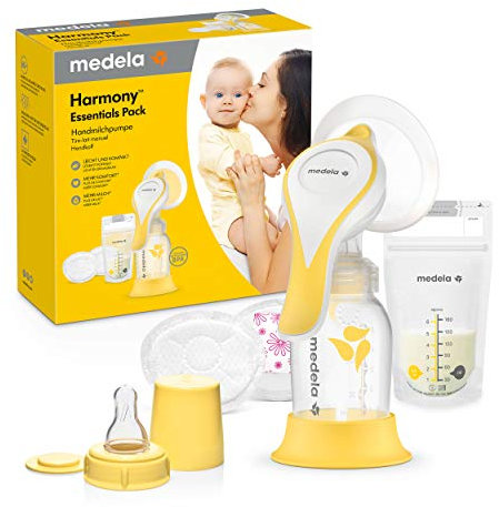 Medela Harmony Essentials Pack – Set mit Harmony Handmilchpumpe, PersonalFit Flex Brusthaube, Sauger, Muttermilchbeuteln und Stilleinlagen – Ideal für unterwegs