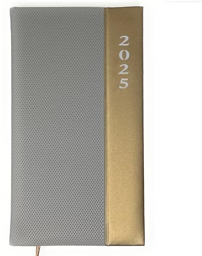 Taschenkalender 2026 A6 + Lang - Softtouch Oberfläche, 1 Woche 2 Seiten | Kompakter DIN A6 Kalender in Lang (10,5 x 17,8 cm) | Buchkalender 2026 a6 (Grau/Silber)