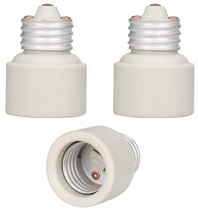 ALUCSET 3 Pack Porcelain Light Socket Extender, Medium Screw Base to Medium Porcelain Extender, E26 E27 to E26 E27 Lamp Bulb Socket Extension Adapter