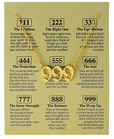 LANCHEN Engel Zahlen Halskette 111 222 333 444 555 666 777 888 999 Altenglische Numerologie Zahlen Halskette Gold Minimalistischer Anhänger