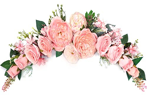 Pfingstrosen Girlande, Wedding Decoration, Kunstblumen Girlande, Blumen Girlanden, Blumengirlande für Tür, Hochzeit, Party, Wand, Heimdekoration (Rosa Pfingstrosen Swag)