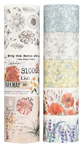 LGEGE 4 Rolls Time & Moonlight Washi Tape Set, 30mm Wide, Letter, Flowers, Birds Element, Silver Embossing Masking Tape Décor for Scrapbook,Bullet Journal,Gift Wrapping (3m)