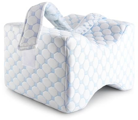 Ecosafeter Cojín para Rodillas para Dormir – Almohada para piernas apoya Caderas, Espalda Baja y Rodillas, antialérgica, antiácaros, Funda de bambú, Almohada de cuña para Dormir de Lado
