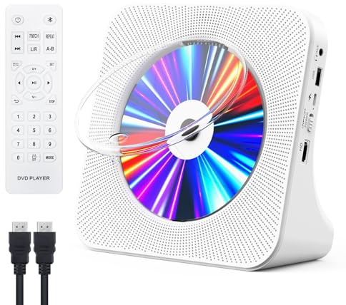 Gueray Lettore CD Bluetooth Lettore DVD HDMI con Copertura Antipolvere Lettore CD con Altoparlante Telecomando Radio FM Riproduzione USB 3,5 mm AUX