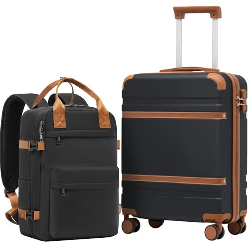 COOLIFE Cabin Suitcase 55x40x20 & Cabin Bag 40x30x20 EasyJet Ryanair PC+ABS