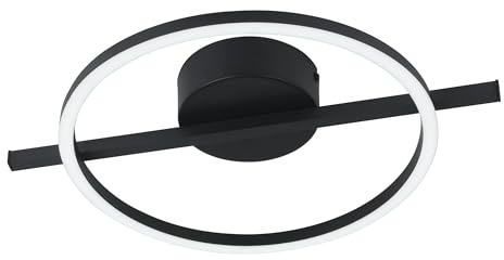 EGLO LED Deckenleuchte Amandolo, ringförmige Deckenlampe dimmbar mit Fernbedienung, geometrische Deckenbeleuchtung aus Metall in Schwarz, warmweiß-kaltweiß, RGB Backlight