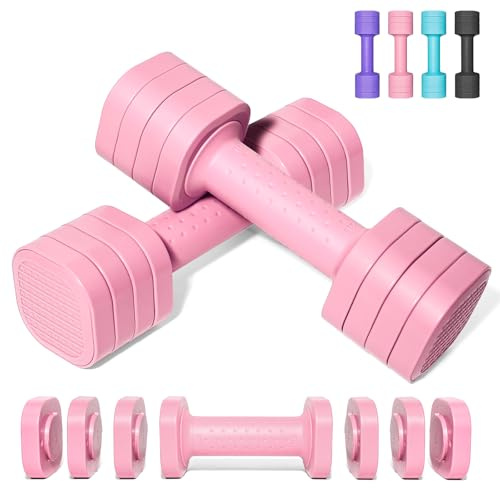4,54 KG Hanteln Verstellbar, 4 in 1 Kurzhanteln Verstellbar für Frauen Männer Hantelset Kurzhantel Set Kurzhantel-Set für Home Gym Übung Workout Krafttraining Workout - Rosa
