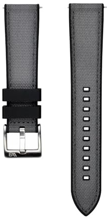 WB Original Segeltuch/Kautschuk Hybrid-Uhrenarmband | Grau - 22 mm - Schließe: Silber Gebürstet | Cordura, Gummi, Segeltuch | Ersatz-Armband