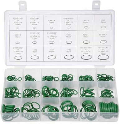 VBGURR Set di 270 anelli di tenuta ad anello, 18 misure, anello di tenuta per aria condizionata auto, riparazione veicoli (verde)