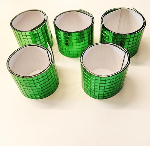 Färgglad självhäftande glasspegelmosaik, 2 400 st 5 x 5 mm spegelplattor för gör-det-själv discoboll, cowboyhatt, vas, flaska, inredning (grön, 2 400 st)