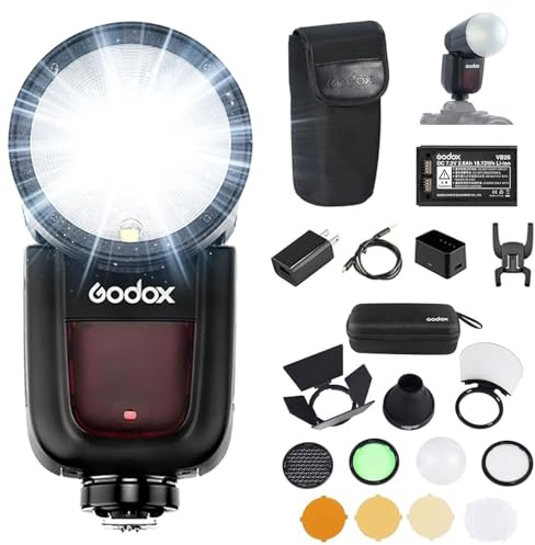 Godox V1 V1S Camera Flash with Magnetic Ring & AK-R1 Accessories Kit for Sony, 76Ws 2.4G X Wireless TTL 1/8000 HSS Speedlight, 1.5s Recycle, 480 Full Power Flashes with Rechargeable Battery